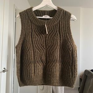 NWT Madewell Knowe Pointelle Sweater Vest Olive